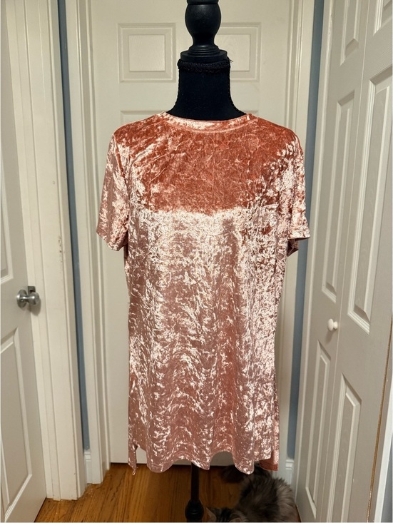 Sadie & Sage Tops - SADIE & SAGE Crushed Velvet Long Tunic Top Dusty Rose Pink Large NWT